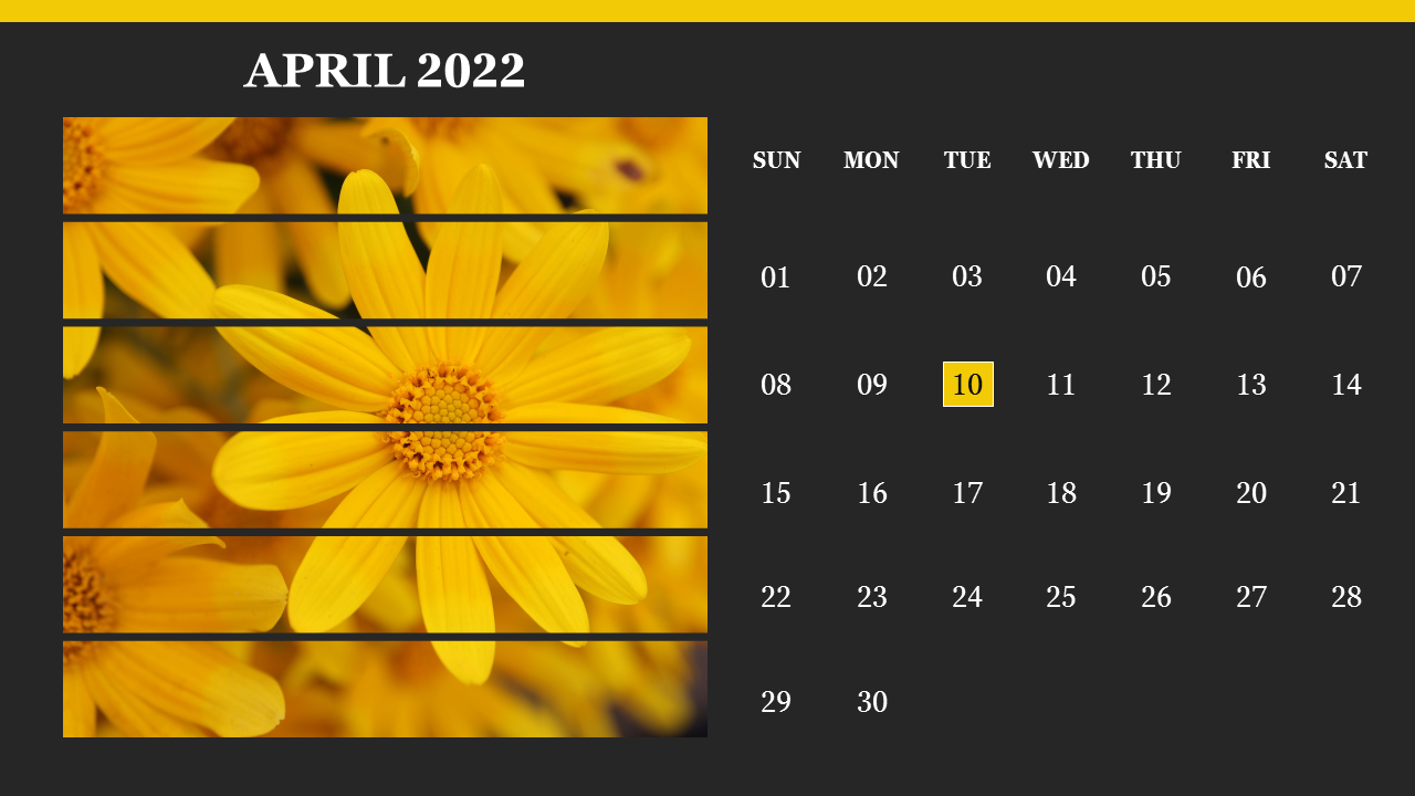 April 2022 PowerPoint Template PPT